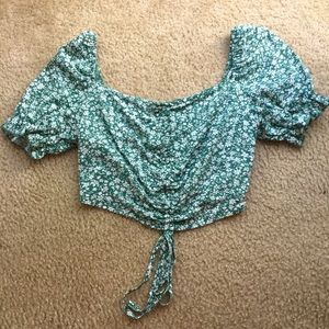 Floral Drawstring Crop Top